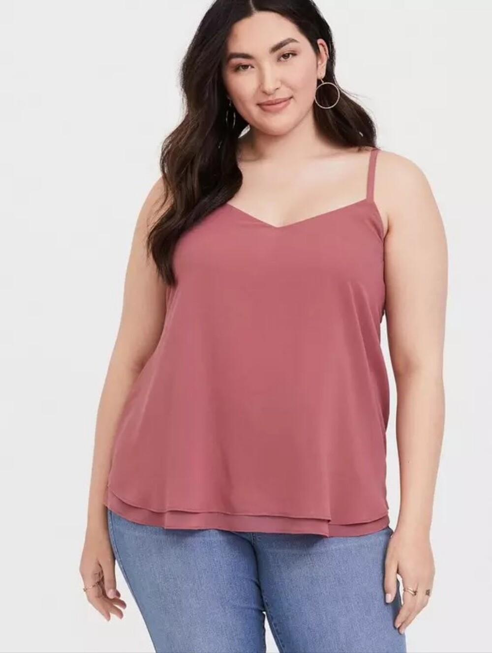 Torrid Dusty Rose Sophie Chiffon Double Layer Swing Cami Spaghetti Tank Top 1X